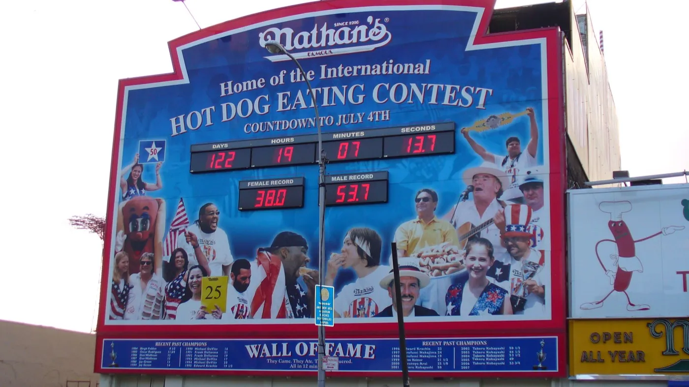 The Nathan's Famous Wall of Fame in 2007 — every Mustard Belt champion through that year